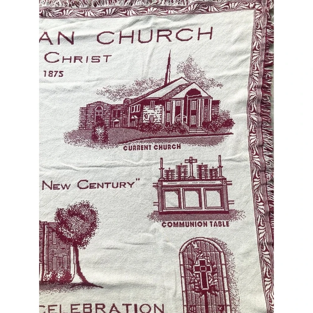 2000s “First Christian Church of Garland, Texas” Cotton Blanket Throw 48”X69”